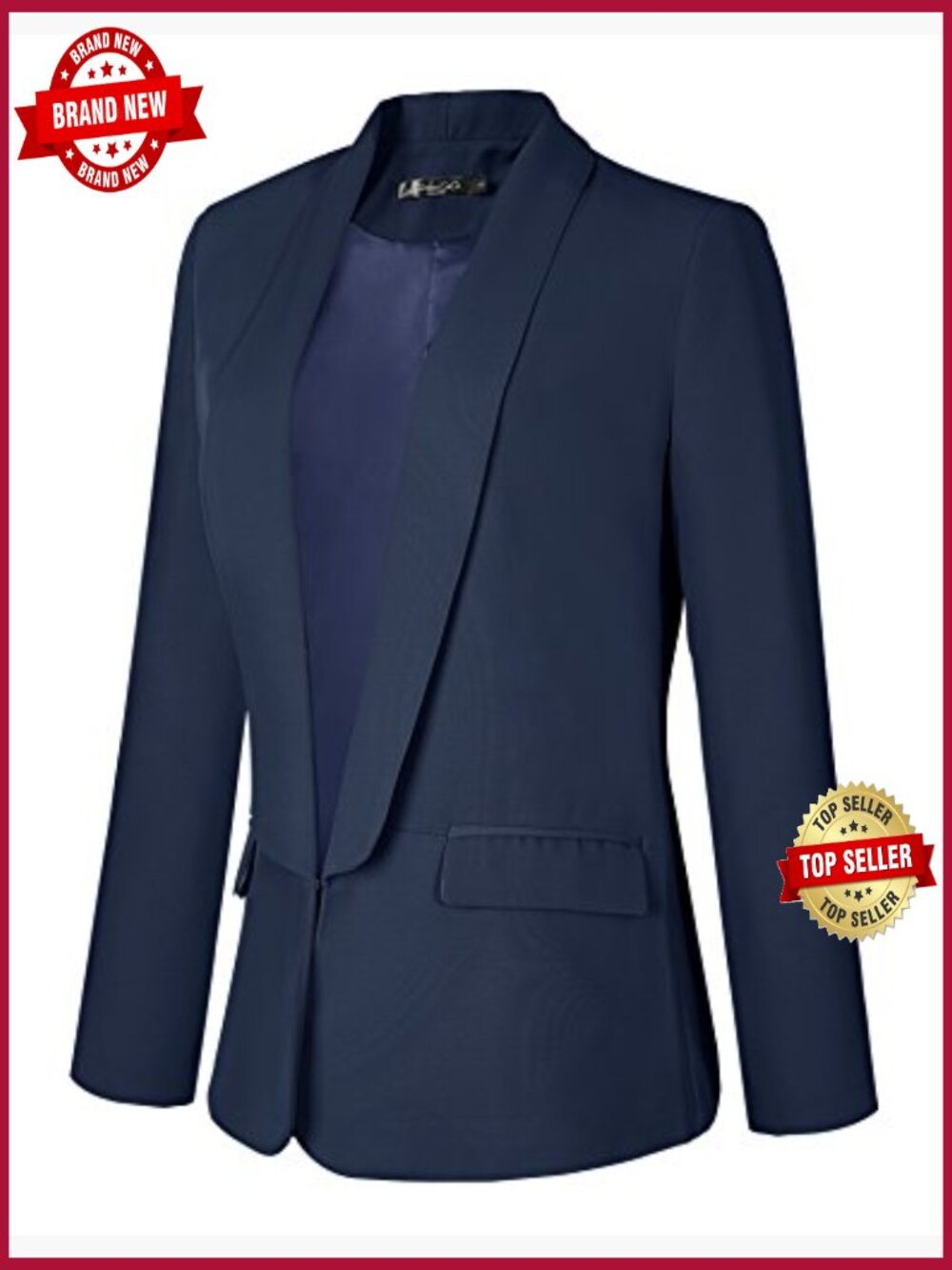 Open Front Blazer Long Sleeve Business Jacket Work Office Professional - Picture 2 of 6